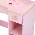 thumbnail image 6 of Zzistar Kids Vanity Table Set with Detachable Tri-Folding Mirror and Square Stool, Wood Makeup Desk Dressing Table with 3 Drawers and Open Shelves, 6 of 9