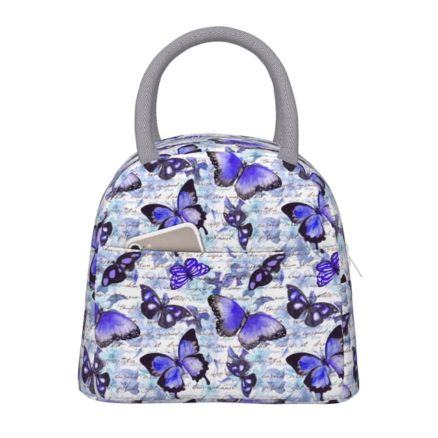 Balery Butterflies Bolsa de Almuerzo para Mujeres, Caja de Almuerzo, Bolsa de Almuerzo Pequeña Impermeable, Tote de Almuerzo Reutilizable con Gran Capacidad