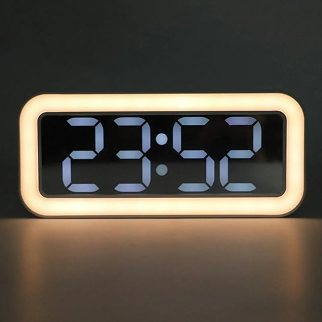 Reloj Despertador con Luz y Espejo, LED Digital, , para Estudiantes, con Volumen Alto, para Mesita de Noche, de Escritorio, con Temperatura B