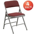 thumbnail image 3 of Flash Furniture 4 Pack HERCULES Series Curved Triple Braced & Double Hinged Burgundy Patterned Fabric Metal Folding Chair, 3 of 9