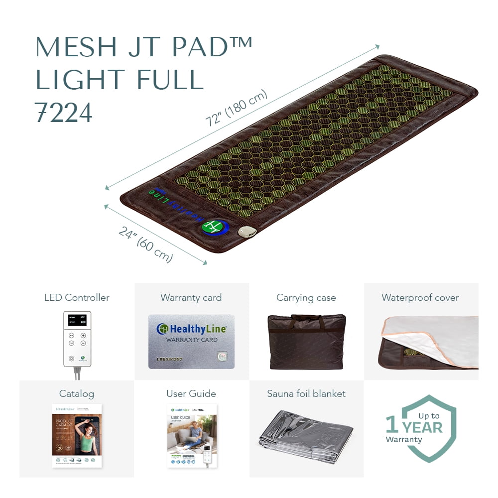 HealthyLine Far Infrared Heating Pad for Back, Neck, Shoulder & Muscle Pain Relief - Weighted Electric Mat with Jade & Tourmaline Stones, Grounding – Full Body Size 72 x 24 in