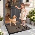 thumbnail image 4 of Frabe Outdoor Welcome Doormat, Low Profile Rubber Entryway Mat with Hello Design, Non-Slip Durable Easy Clean Scraper Rug for Front Door and Garage, Beige 17" x 30", 4 of 10