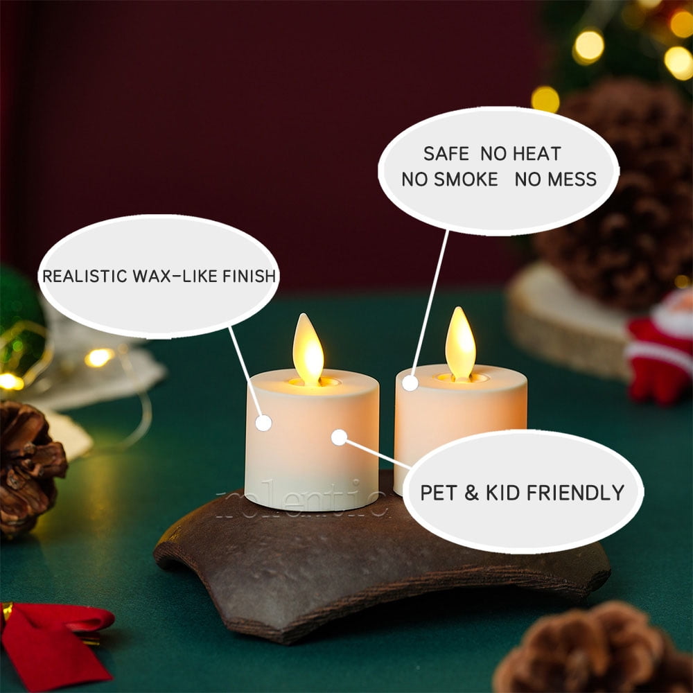 Set of 6 Flameless Battery Operated Tealight Candles w/Remote Moving Wick