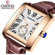 CHENXI Vintage Classic Square Brown Leather Strap Wrist Watches Fashion Brand Watches Men's Quartz Clock Montre Femme