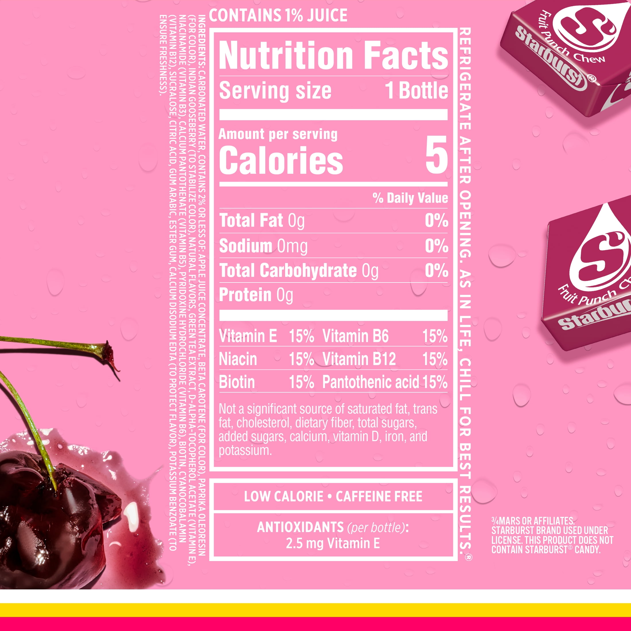 Sparkling Ice STARBURST Fruit Punch, 17 Fl Oz, 12 Count