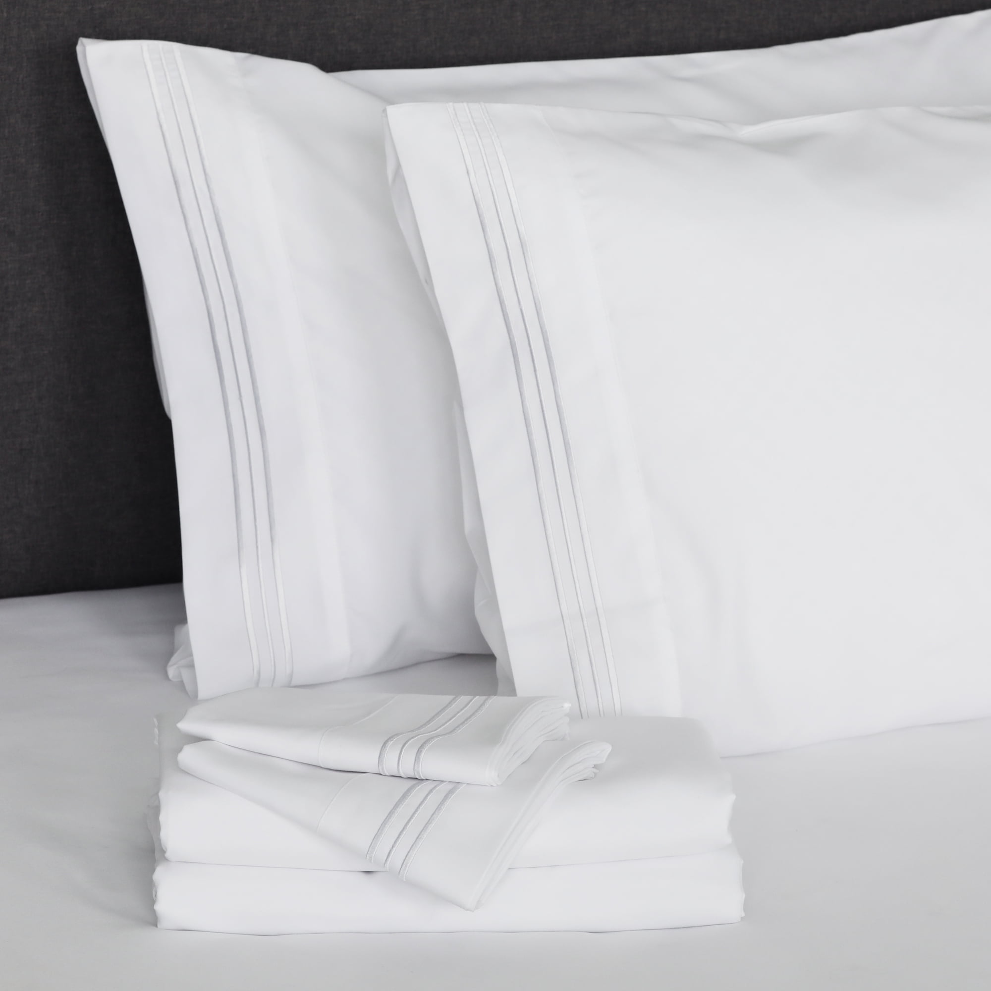 Furinno Angeland Vienne 4-Piece Microfiber Bed Sheet Set, King, White