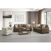ACME Darya Transitional Fabric Upholstered Loveseat with 3 Pillows in Brown