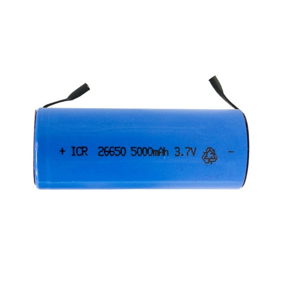 3.7 Volt 26650 Li-Ion Battery with Tabs (5000 mAh)