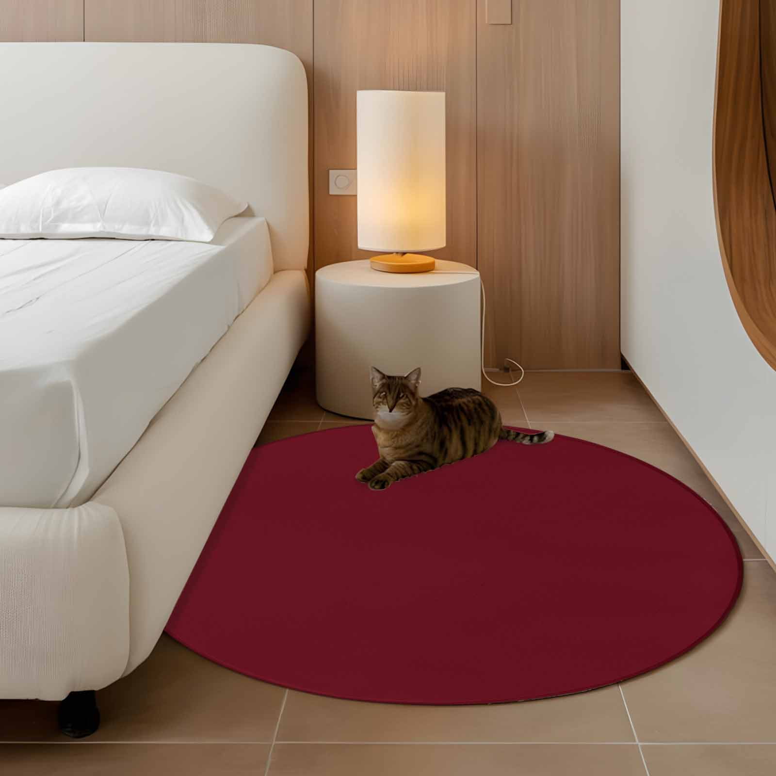 Round Area Rug 4ft,Wine Red Dark Maroon Washable Carpet Non-Slip Runner Accent Rugs Indoor Floor Mat for Bedroom Living Room Decor,Burgundy Red