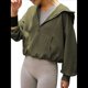 thumbnail image 2 of Sudadera con Capucha y Media Cremallera para Mujer, Informal, de Larga, Corta, con Cremallera de un Cuarto. Verde XL, 2 of 8