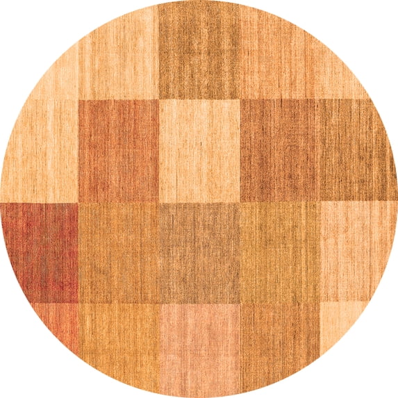 Ahgly Company Indoor Round Checkered Orange Modern Area Rugs, 7' Round