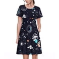 thumbnail image 1 of Easygdp Galaxy2 para Vestido Transpirable de Mujer, Vestido Suelto de Manga Corta con Pliegues y Bolsillos para el Verano, 1 of 6
