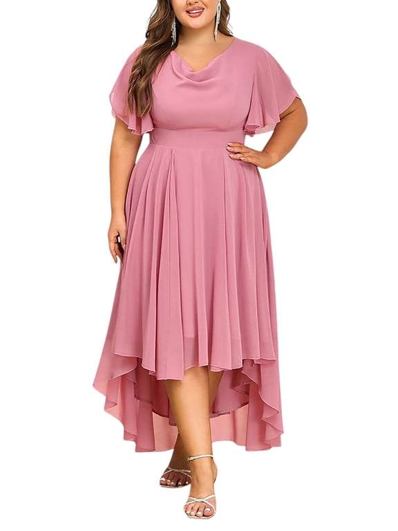 Womens Plus Size Formal Dress Evening Party Wedding Guest Chiffon Bridesmaid Gown