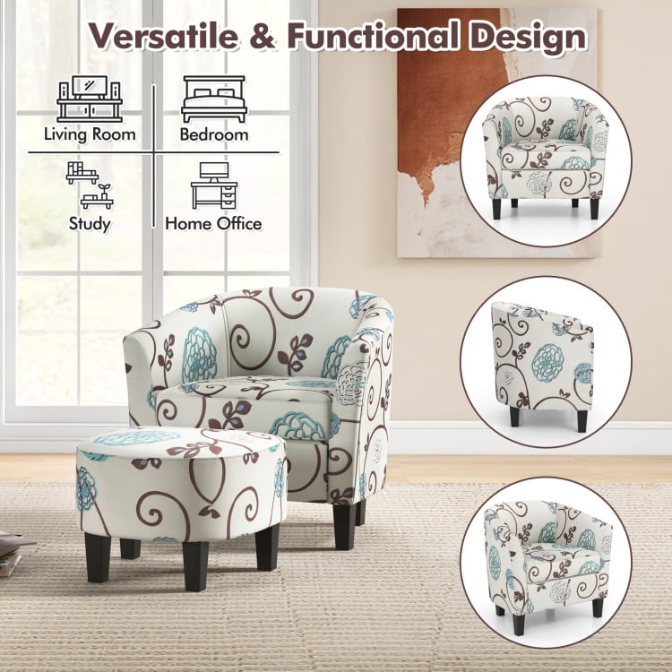 Finihen Accent Chair with Ottoman Set, Modern Accent Tub Chair and Ottoman Set with Fabric Upholstered, for Living Room, Bedroom, Beige Finihen Accent Chair with Ottoman Set, Modern Accent Tub Chair and Ottoman Set with Fabric Upholstered, for Living Room, Bedroom, Beige