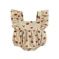 thumbnail image 1 of Newborn Infant Baby Girls Summer Jumpsuit Strawberry Print Ruffled Short Sleeve Romper, 1 of 6