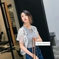 thumbnail image 5 of XISAOK Women Crochet Floral Lace Cardigan Short Sleeve Bolero Shrug Top for Dresses, 5 of 17