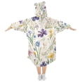thumbnail image 2 of FORMRS Wearable Blanket Hoodie with Sleeves for Kids Cozy Flannel Sweatshirt, Blue Floral Rabbit, 2 of 7