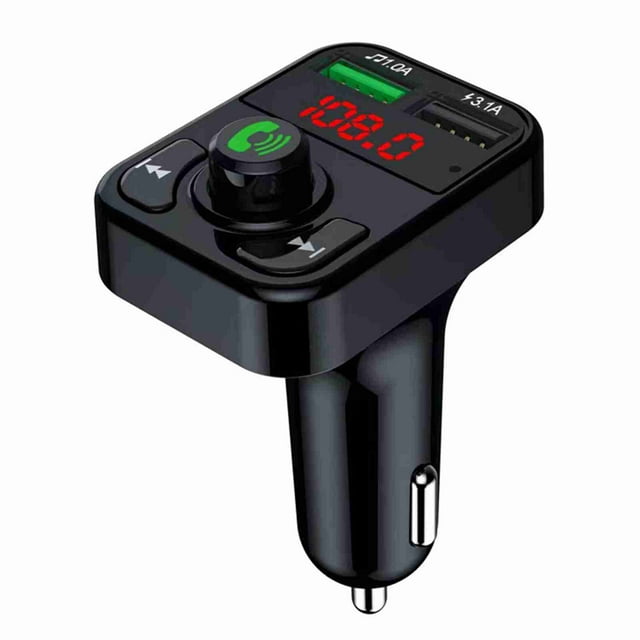 Adaptador Bluetooth, transmisor FM, adaptador de radio inalámbrico, dos puertos, reproductor de música para coche, receptor de radio, color negro