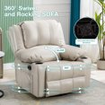 thumbnail image 4 of JONPONY Manual Swivel Rocker Recliner Chair with Heat and 8 Point Massage Recliner Chair with Side Pockets, 2 Cup Holders,Beige, 4 of 13