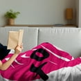 thumbnail image 3 of Xo Soft Flannel Fleece Throw Blanket, Lovers Heart with Kisses Sign Abstract Calligraphy Romance Couple Graphic, Cozy Plush for Indoor and Outdoor Use, 50" x 60", Pink and Black, by Ambesonne, 3 of 5