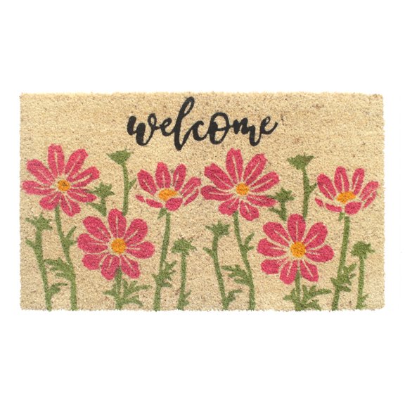 RugSmith Multi Machine Tufted Hello Floral Doormat, 18"x30"