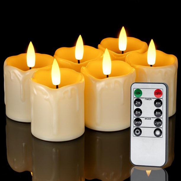 Velas votivas sin llama Homemory, 2 x 2 con temporizador remoto, paquete de 6