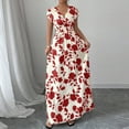 thumbnail image 6 of JoveMarine Summer Dresses for Women 2026 Floral - Print V-Neck Long Waist Cinching Flowy Maxi Dress with Elastic Back for Beach Resort,Red XL, 6 of 8