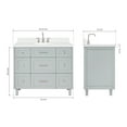 thumbnail image 2 of Ariel Monroe 42 Inch Single Oval Sink Bathroom Vanity With Carrara White Quartz Countertop 1.5 inch Edge In Grey, 2 of 7