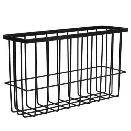 Zehuanyu Wall Mounted Wire Basket No Drilling Needed Hanging Wrap Holder and Trash Bag Dispenser Farmhouse Style Black