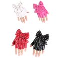 thumbnail image 5 of Fashion Street Dance PU Material Imitation Leather Rivet Dancing Gloves Women Gloves Half Finger Gloves Big Bow PINK, 5 of 8