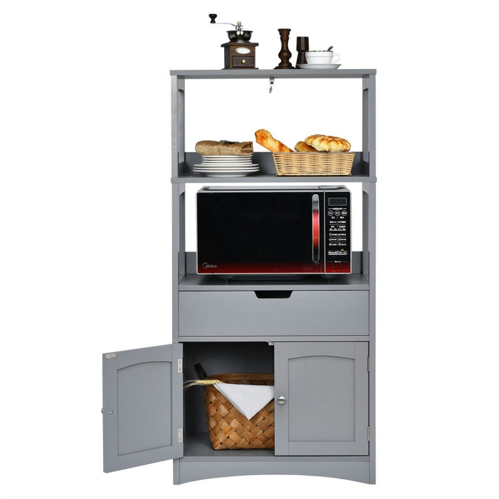 Finihen Storage Cabinet, Bathroom Floor Cabinet, Bathroom Storage Cabinet with Drawer and Shelf Floor Cabinet, for Bathroom, Living Room, Bedroom, Kitchen, Gray