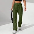 thumbnail image 2 of Lenpel Women's Casual Pants 2025 Elastic High Waisted Drawstring Straight Leg Trousers Loose Beach Pants with Pockets, 2 of 7