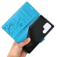 thumbnail image 5 of Designed for Samsung Galaxy S24 Ultra Case, Wrist Strap Flip Kickstand PU Leather Wallet Case Cash Card Slots Holder, Protective Shockproof Pattern Women Cover for Samsung Galaxy S24 Ultra, Blue, 5 of 7