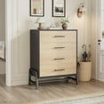 thumbnail image 4 of Senfot 4 Dresser for Bedroom, 38.6" Tall Dresser, Tall Drawer with Storage Freestanding, Wooden Closet Storage Chest for Living Room, Bedroom, Entryway, Natural Oak+Black, 4 of 7