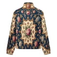 thumbnail image 6 of Jackets for Women Winter Coat Jackets Flannel Stand Collar Jacket(Floral Pattern on Dark Blue Background,Size:S-4XL), 6 of 7