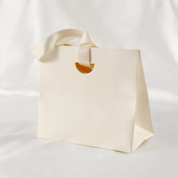 Paper Gift Bags with Handles - Reusable Handbag Style for Party Favors, Wedding Gifts, Shopping, and Everyday Use, Durable and Eco-Friendly, Beige Color