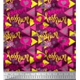 thumbnail image 1 of Soimoi Pink Cotton Poplin Fabric Text,Heart & Triangle Geometric Decor Fabric Printed Yard 42 Inch Wide, 1 of 1