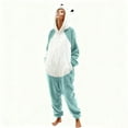 thumbnail image 2 of REORIAFEE Women Sleepwear Pajamas Set 1 Piece Fleece Warm Loungewear with Pockets Long Sleeve Jumpsuit Pants Color Block Sleepwear Sky Blue S-2XL, 2 of 7