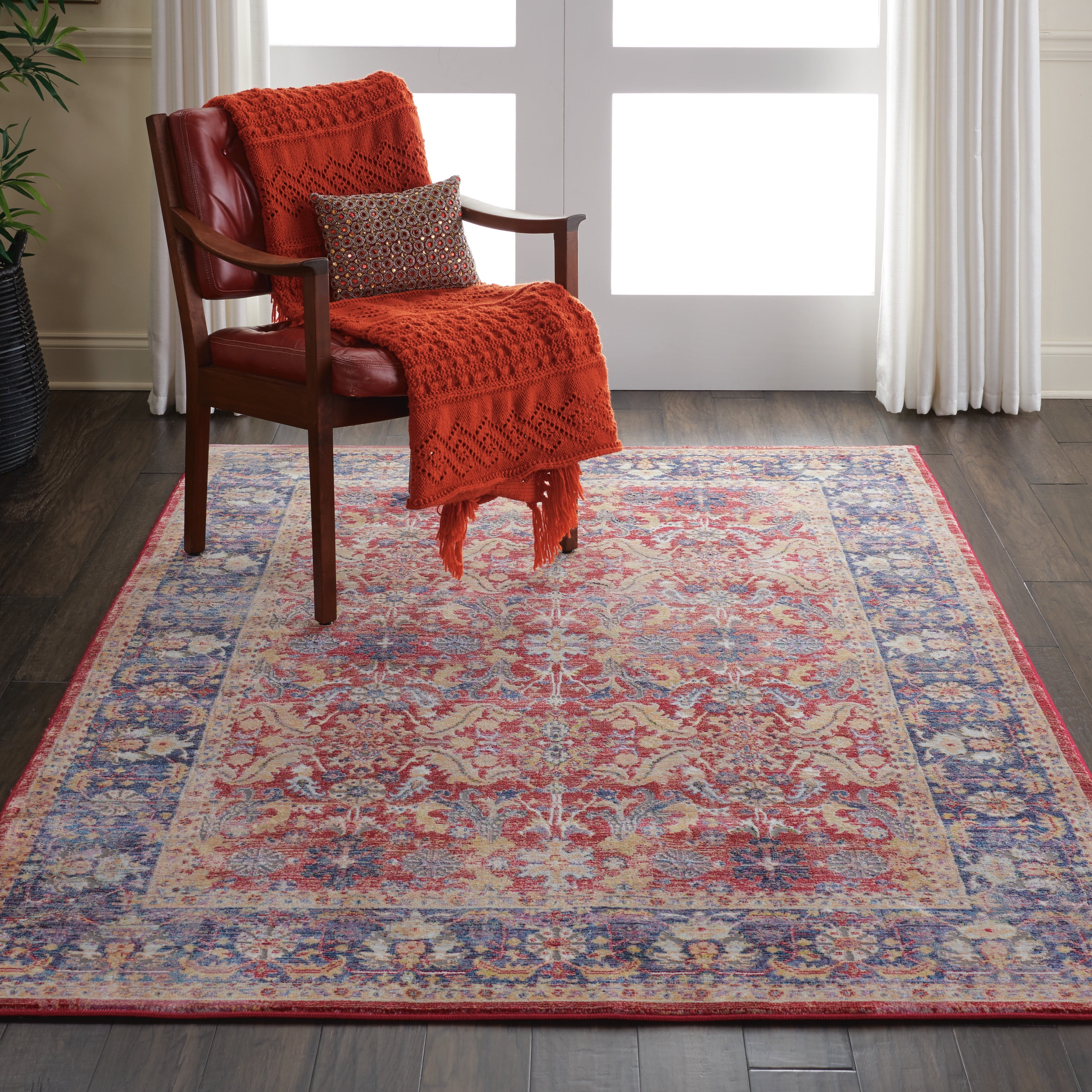 Nourison Global Vintage Persian Bordered Red Area Rug