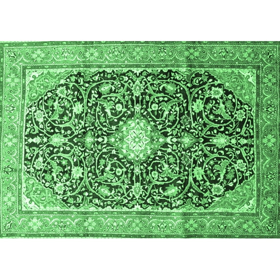 Ahgly Company Indoor Rectangle Medallion Emerald Green Traditional Area Rugs, 7' x 9'