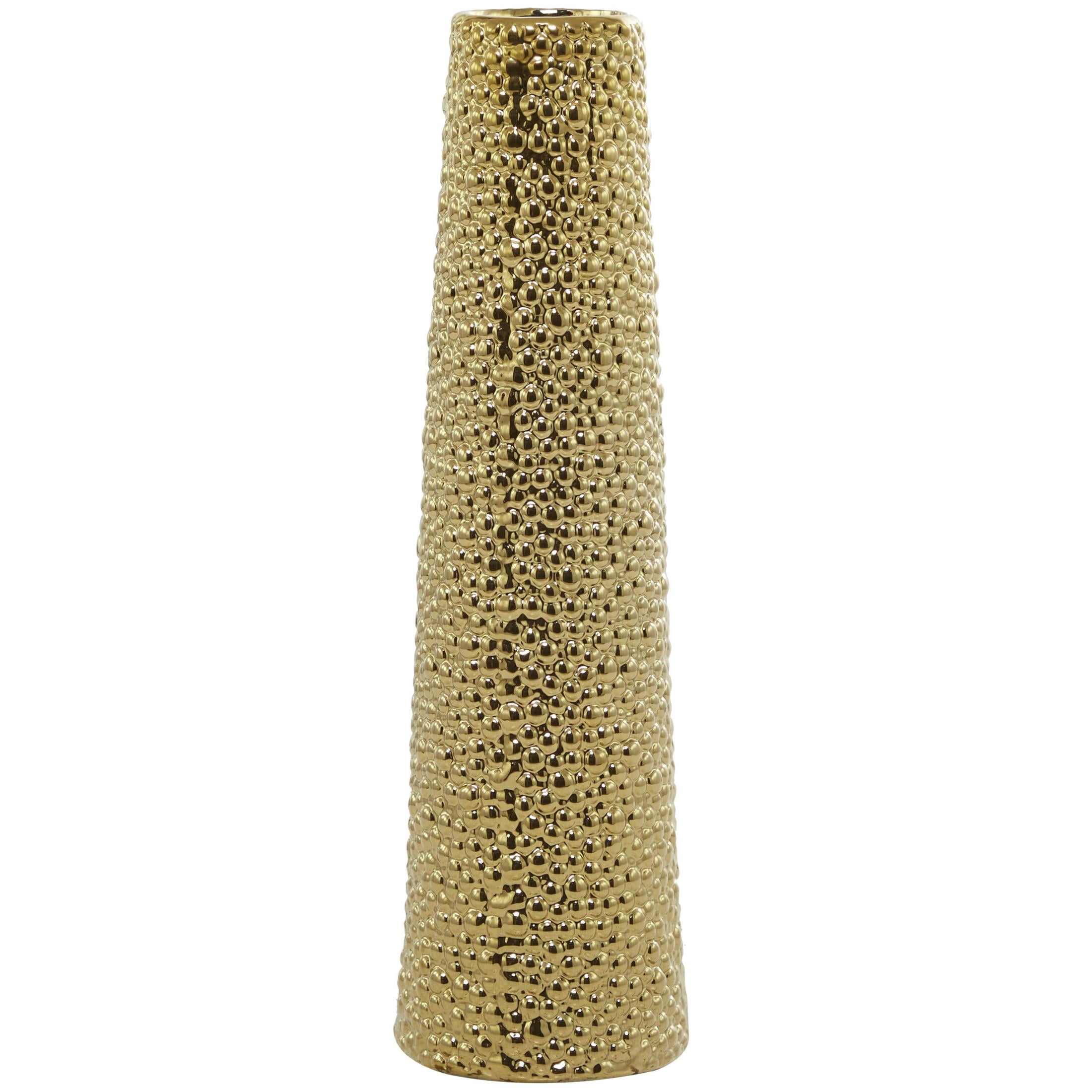 DecMode 25" Gold Ceramic Vase with Bubble Texture