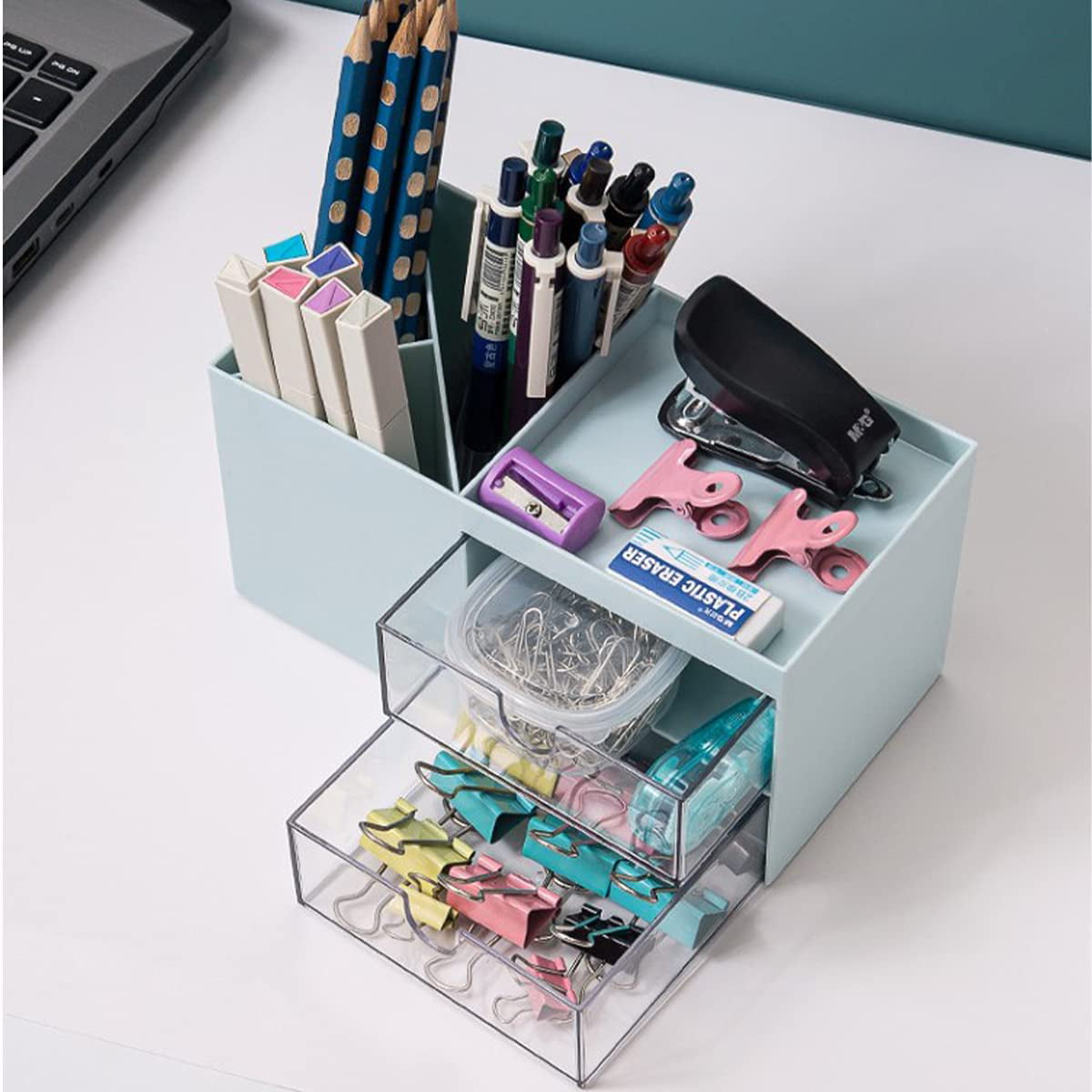Kawaii Multifunctional Desk Organizer Pen Holder Children Girls Heart  Storage Ins Student Desk Desktop Cute Storage Box