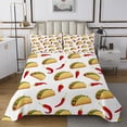 thumbnail image 2 of Ensemble de Couvre-Lit Mexicain Piments Rouges Tacos Nachos Burrito, Ensemble de Courtepointe, Nourriture Latine Couvre-Lit Cinco de Mayo avec 1 Taie d'Oreiller, Format Jumeau, Multicolore, 2 of 4