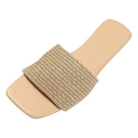 

Youmylove Women Slide Slippers Fashion Spring Summer Flat Bottom Square Open Toe Woven Upper Solid Color Casual Comfortable Comfort Cozy Leisure Daily Walking