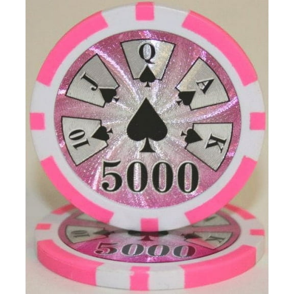 Hi-Roller 14g Poker Chips, $5,000 Heavy Weight Clay Composite, 25-pack