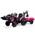thumbnail image 4 of 3 in 1 Ride on Tractor, Excavator & Bulldozer, 24V Ride on Car Toy Electric Vehicle w/Trailer, Shovel Bucket, Digger, Remote Control, EVA Tires, LED Lights, Music, USB & Bluetooth, Pink, 4 of 6