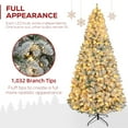 thumbnail image 5 of VIVATREES 6ft Pre-lit Flocked Artificial Christmas Tree 1032 Hinged Branch Tips Spruce w/ 250 Warm White LED Lights Foldable Metal Base, 5 of 8