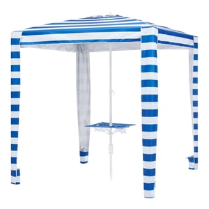 Mainstays 6 Ft Square Beach Umbrella, Blue White Stripe