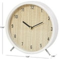 thumbnail image 4 of DecMode 7" Light Brown Wood Woven Clock with White Frame and Silver Legs, 4 of 11