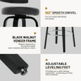 thumbnail image 4 of 29"Swivel Counter Height Bar Stools Set of 2, Upholstered Modern Faux Leather Barstools with Back&Walnut Wood Legs Counter Stools with Footrestfor Kitchen Island, Black, 4 of 10